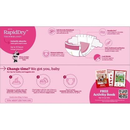 Huggies Ultra Dry Nappies Walker Size 5 Girl 13-18kg
