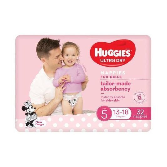 Huggies Nappies Ultra Dry Walker Size 5 Girl 13-18 Kg