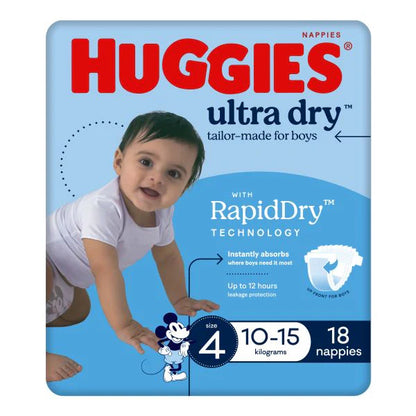 Huggies Ultra Dry Nappies Toddler Size 4  Boy 6-11 Kg