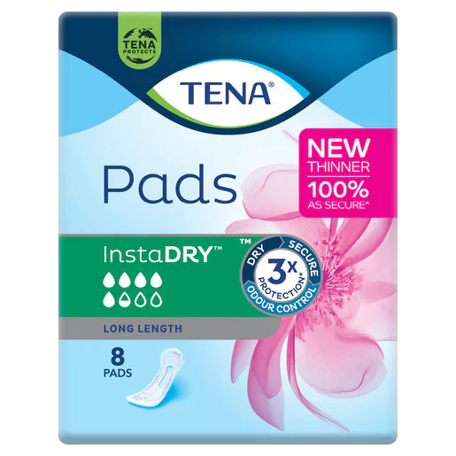 Tena Pads InstaDRY Long Length 312x121mm 350ml (760644) (Packet 8)