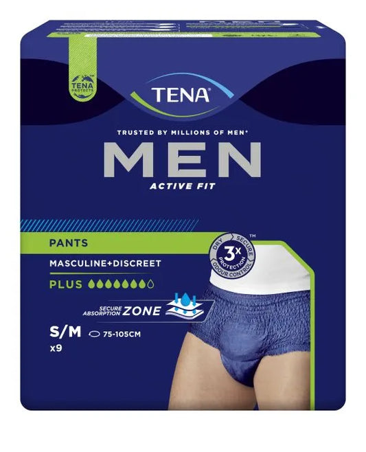 Tena Mens Active Fit Plus Pant Medium 75-105Cm 1010ml Navy (Packet 9)