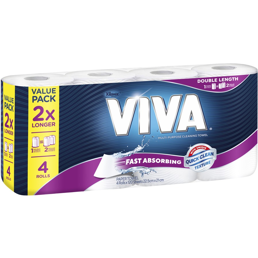 VIVA PAPER TOWEL DOUBLE LENGTH 4PK Topcat Healthcare   91650 VIVAPAPERTOWELDOUBLELENGTH4PK 