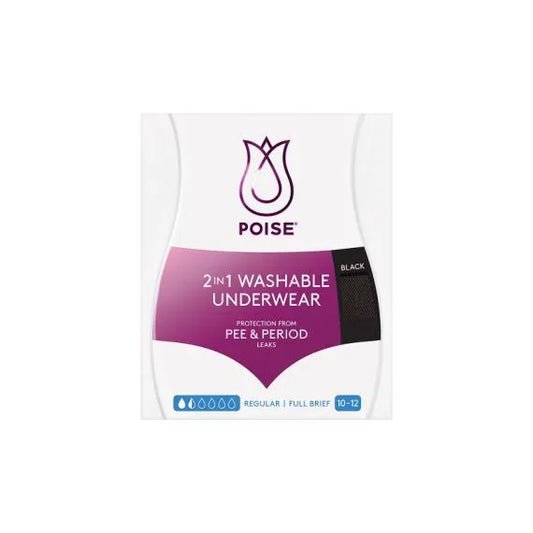 Poise® Washable Underwear 2 In1 Briefs Black (Each)