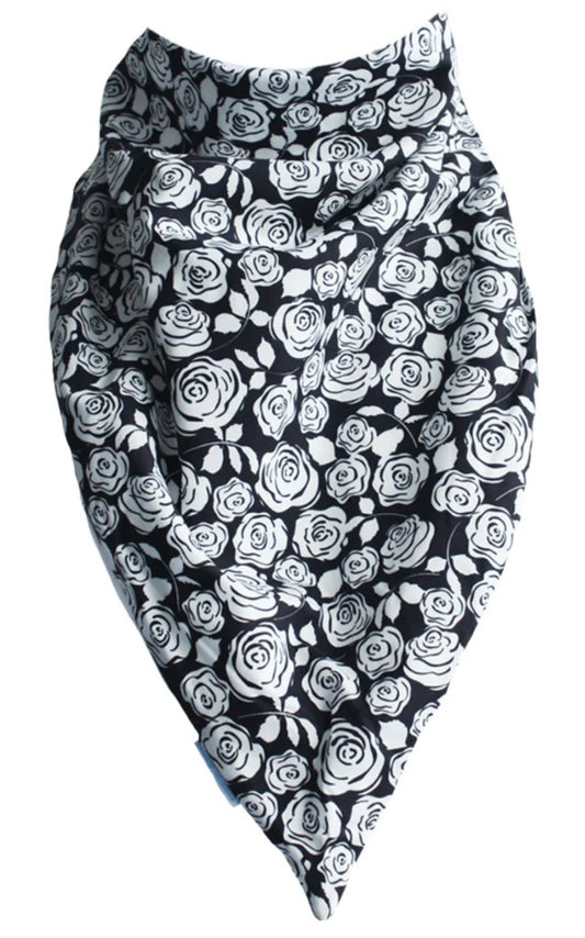 Brollysheets Bandana - Adult Black White Flowers