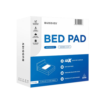 Buddies Absorb-Max Bed Pad 90 x 90 Tucks Charcoal