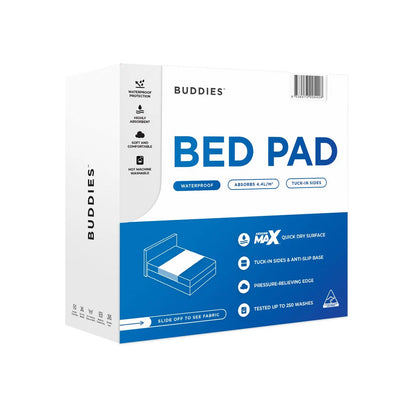 Buddies Absorb-Max Bed Pad 90 x 90 Tucks White