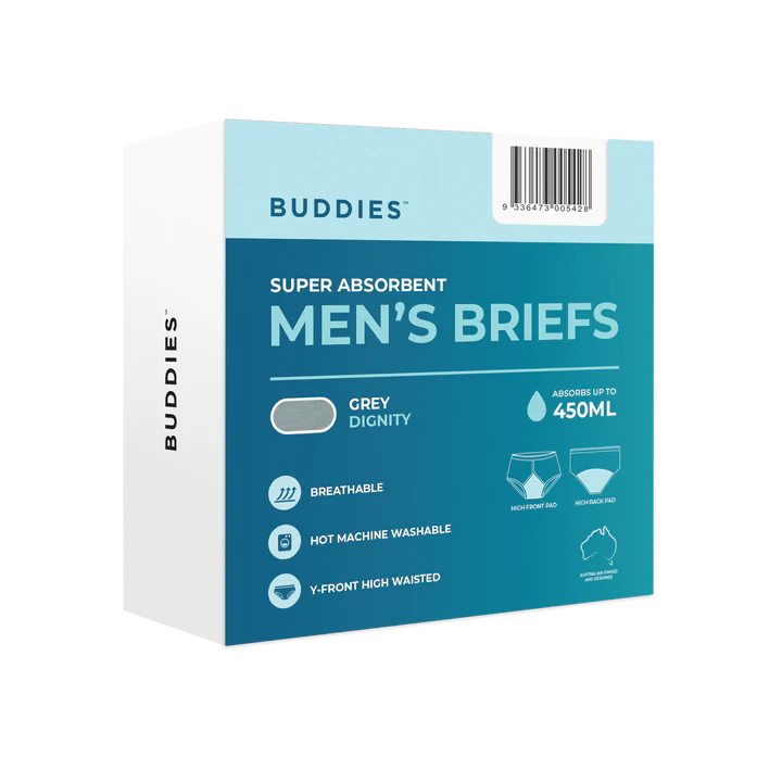 Buddies Dignity Men's Brief Y Fronted High Waisted Grey 450ml