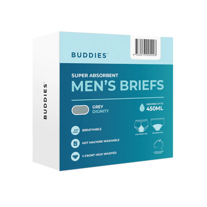 Buddies Dignity Men's Brief Y Fronted High Waisted Grey 450ml
