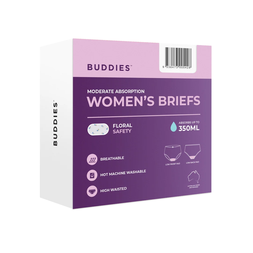 Buddies Safety Women's Brief High Waisted Floral 350ml