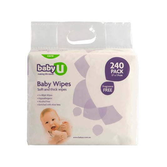 Baby U Baby Wipes Fragrant Free 240 Pack