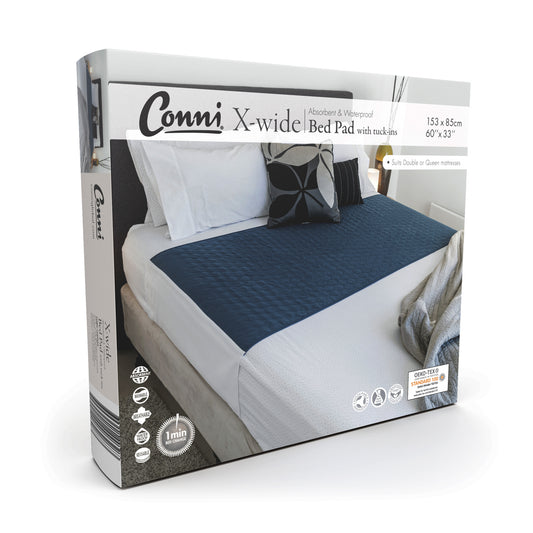 Conni X-wide Bed Pad with Tuck-ins Teal Blue