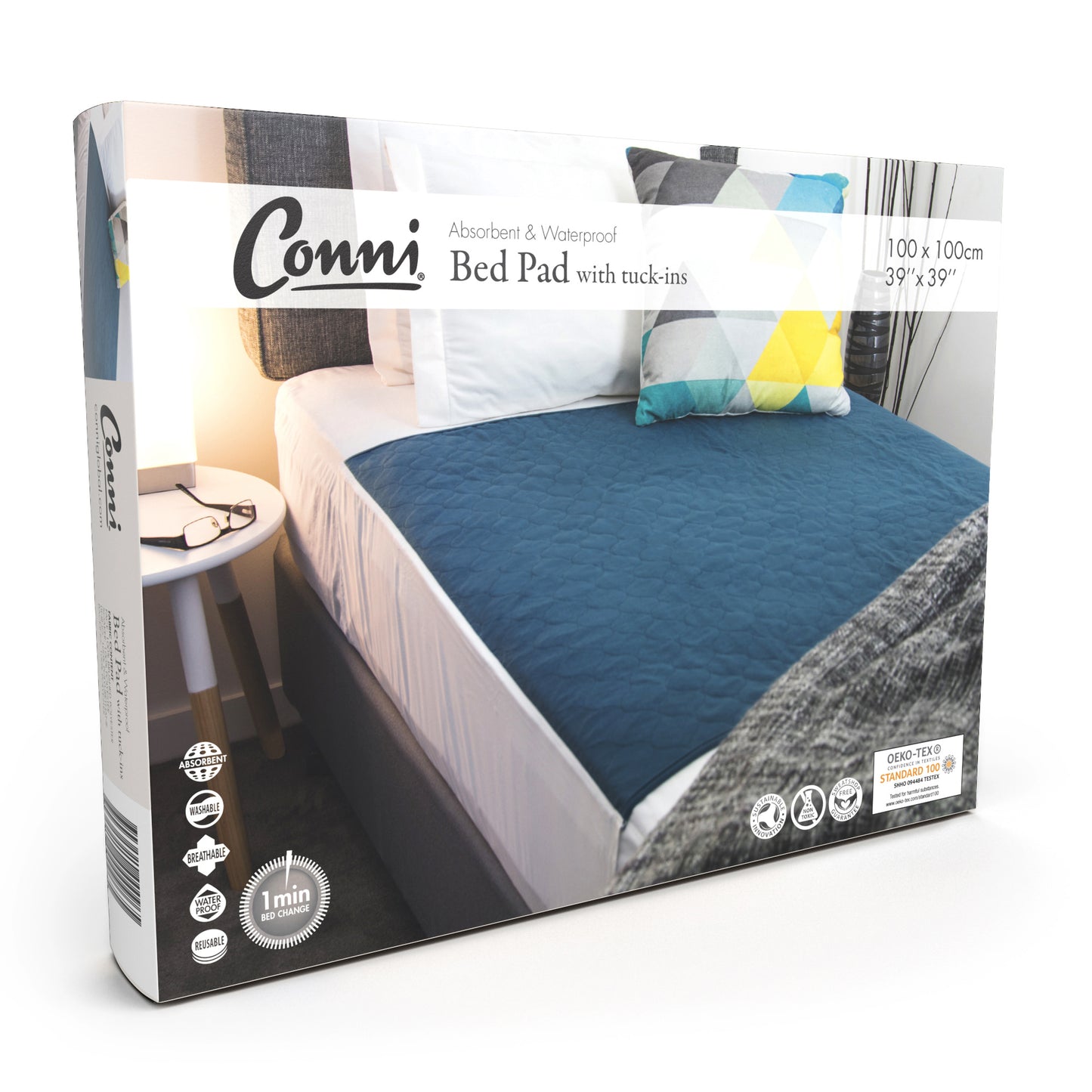 Conni Bed Pad with Tuck-ins - Teal Blue