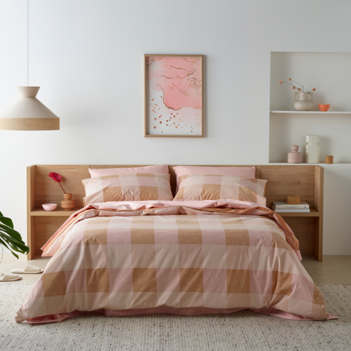 Staydry Blush Check Waterproof Quilt Cover Set