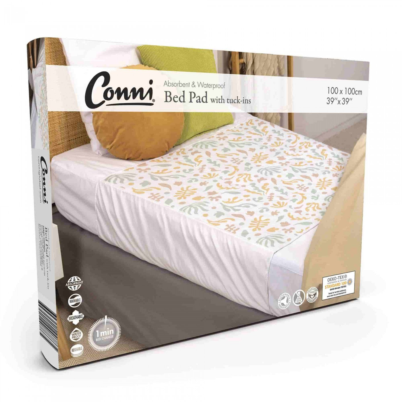 Conni Bed Pad with Tuck-ins - Organic Print