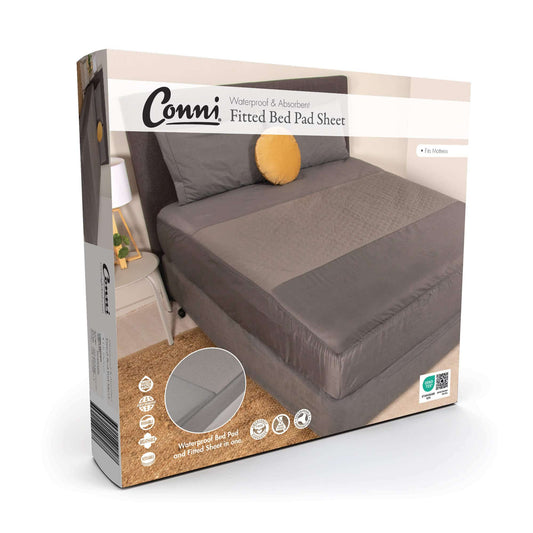 Conni Fitted Bed Pad Sheet Charcoal