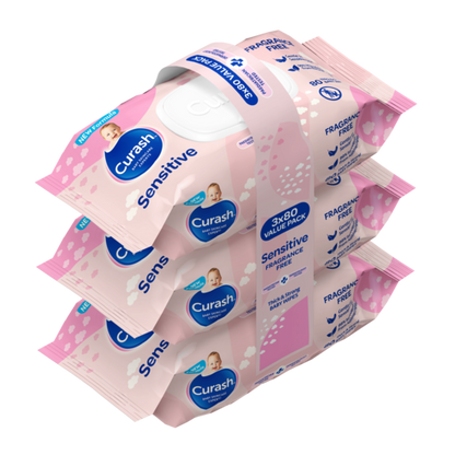 Curash Fragrance Free Baby Wipes (3x80)