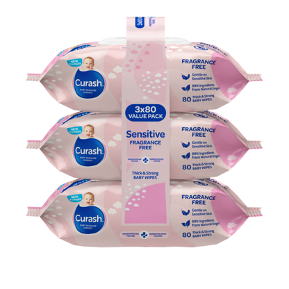 Curash Fragrance Free Baby Wipes (3x80)