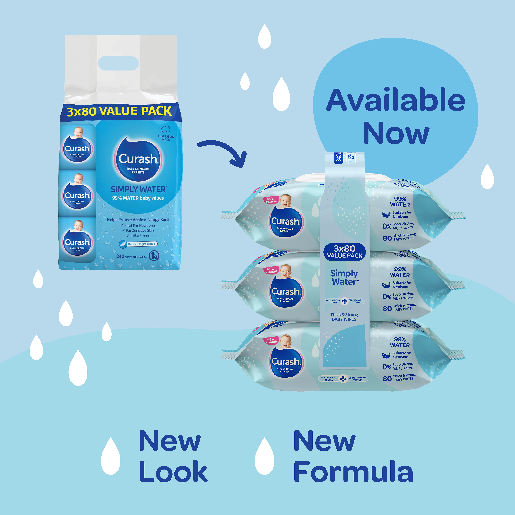 Curash Simply Water Baby Wipes (3x80)