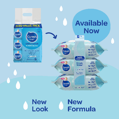 Curash Simply Water Baby Wipes (3x80)
