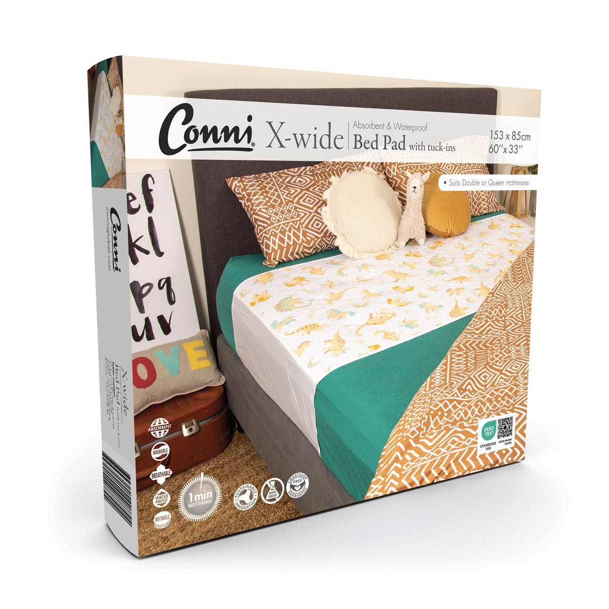 Conni Kids Bed Pad X-Wide Unicorn & Dinosaur