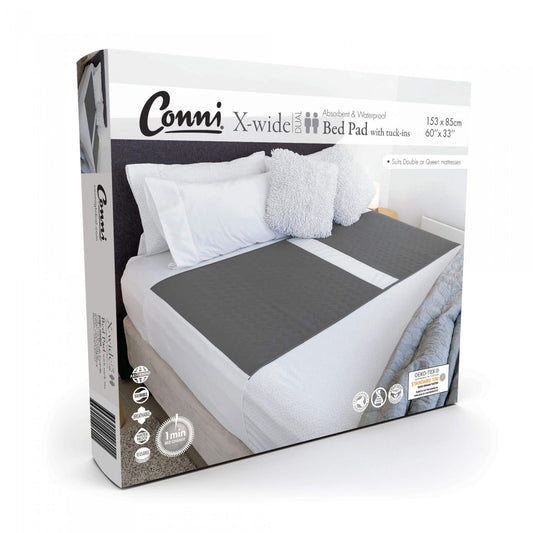 Conni X-wide Dual Bed Pad with Tuck-ins Charcoal