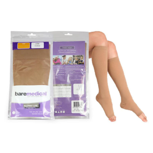 BareMed STOCKING ELLIPSIS LITE KNEE 15-21mmHg OPEN TOE CLASS 1 (Each)