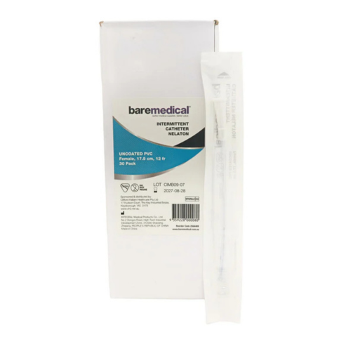 BareMed CATHETER FEMALE 12FR INTERMITTENT NELATON ST SU (Each)