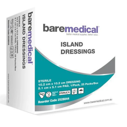 BareMed ISLAND DRESSING 10CM X 10CM ST SU (Box 25)