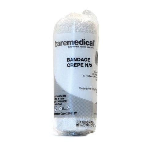 BareMed BANDAGE CREPE 15CM X 1.5M COTTON WHITE N/S UNSTRETCHED (Box 12)