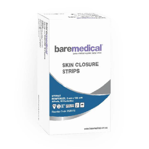 BareMed SKIN CLOSURE STRIPS 6MM X 100MM WHITE ST SU (Box 50)