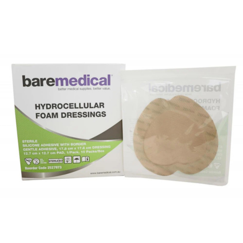 BareMed HYDROCELLULAR FOAM WITH BORDER SACRAL 17.7CM X 17.7CM ST SU (Box 10)