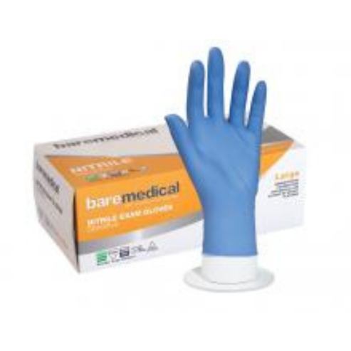 BareMed GLOVE EXAM NITRILE LARGE P/FREE STD CUFF BLUE (Box 200)