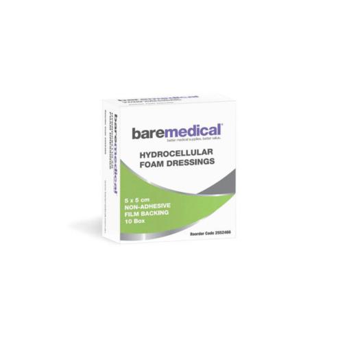 BareMed HYDROCELLULAR FOAM N/ADHESIVE 5CM X 5CM ST SU (Box 10)