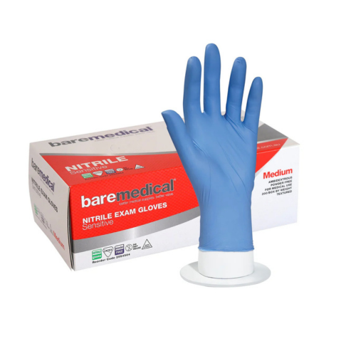 BareMed GLOVE EXAM NITRILE MEDIUM P/FREE STD CUFF BLUE (Box 200)