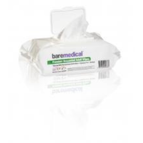 BareMed WIPE ADULT PREMIUM 33X23CM PRE-MOISTENED UNSCENTED (Box 50)