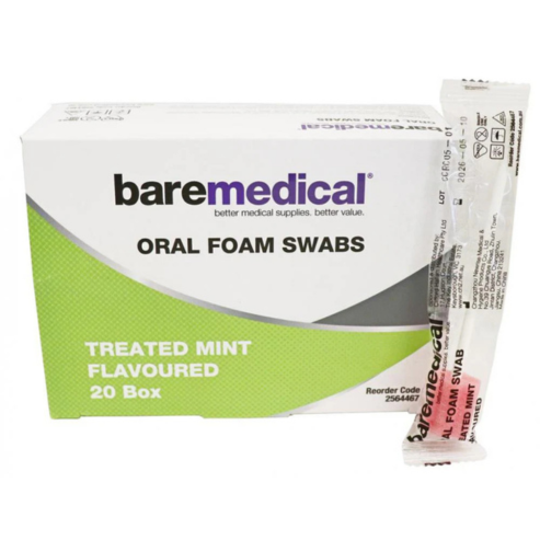 BareMed TOOTHETTE ORAL FOAM SWAB TREATED MINT FLAVOURED (Box 20)