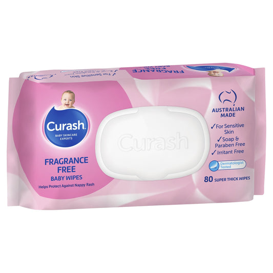 Curash Baby Wipes Fragrance Free (Packet 80)