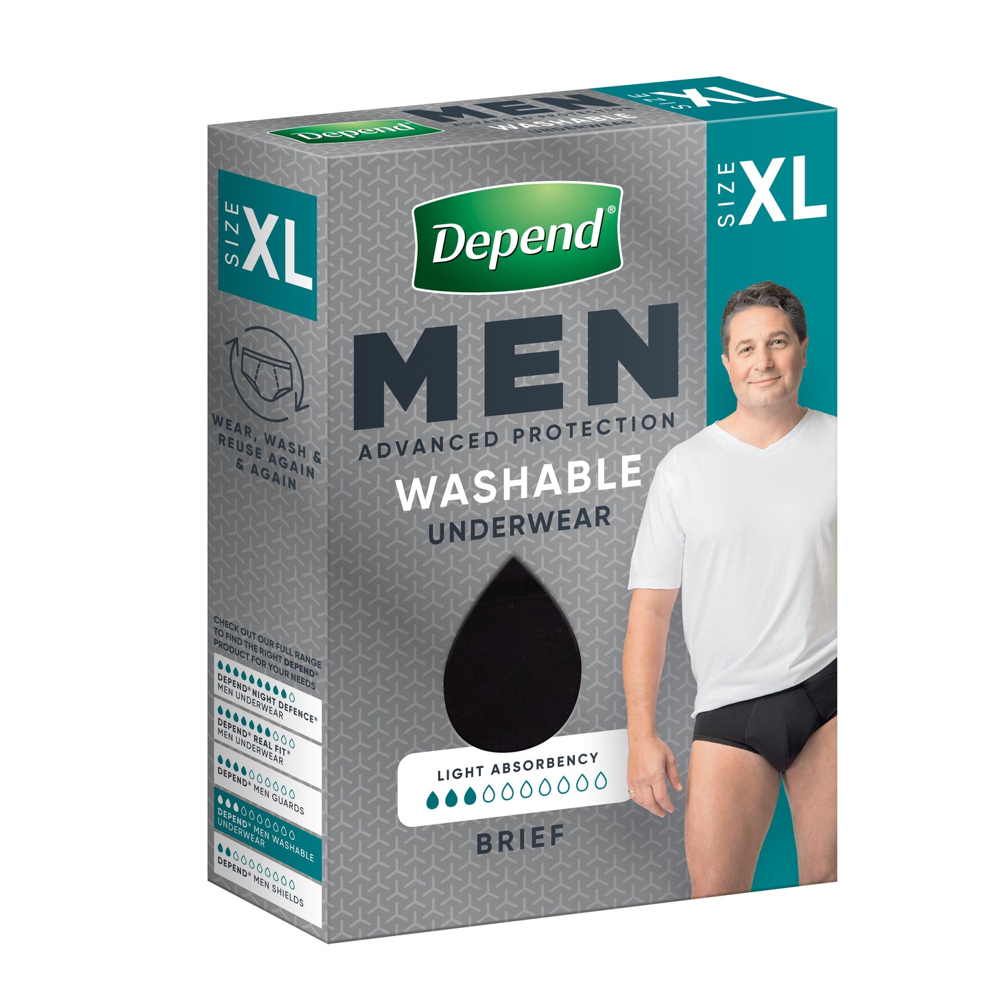 Depend Black Mens Brief XLarge