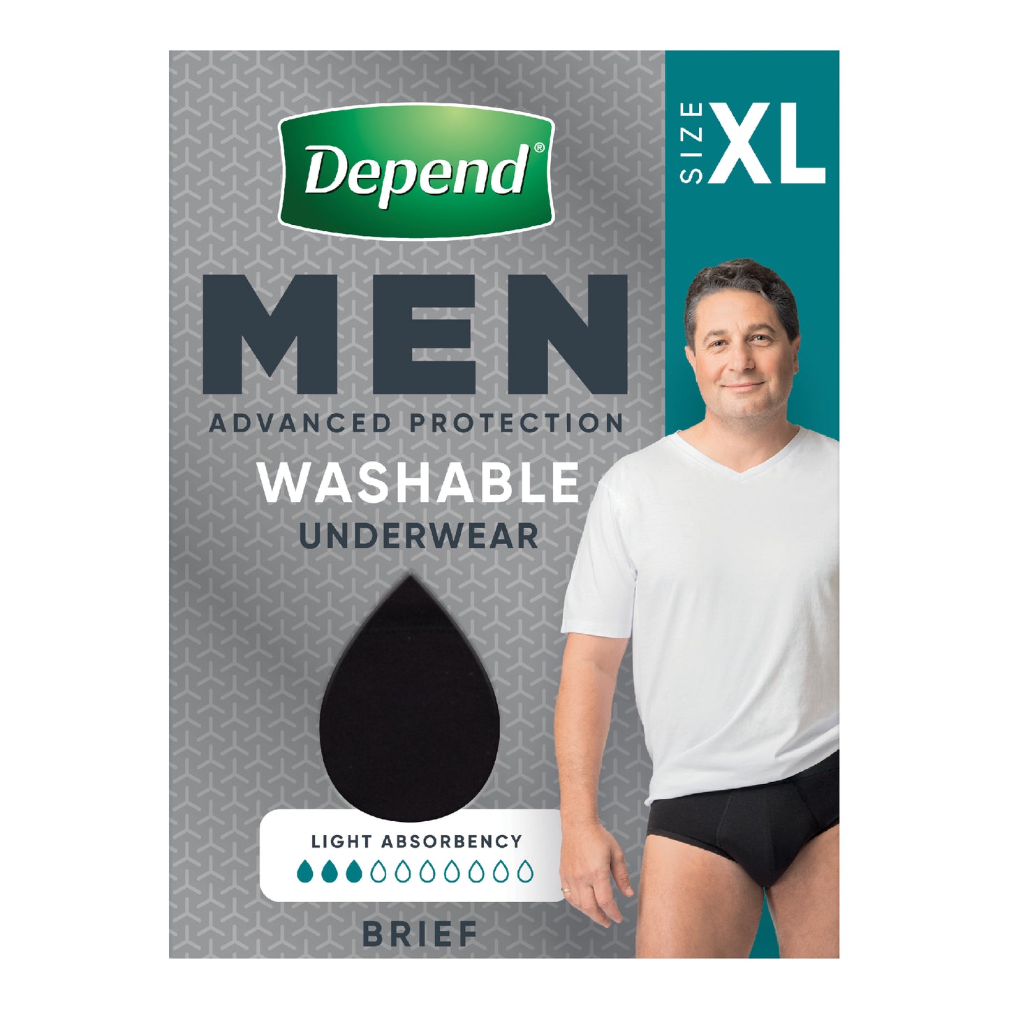 Depend Black Mens Brief XLarge