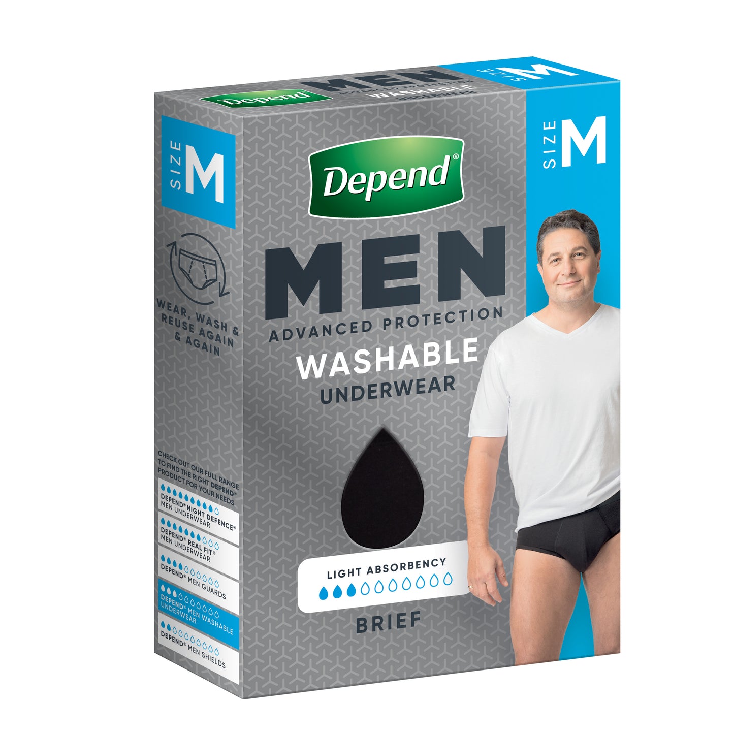 Depend Black Mens Brief Medium