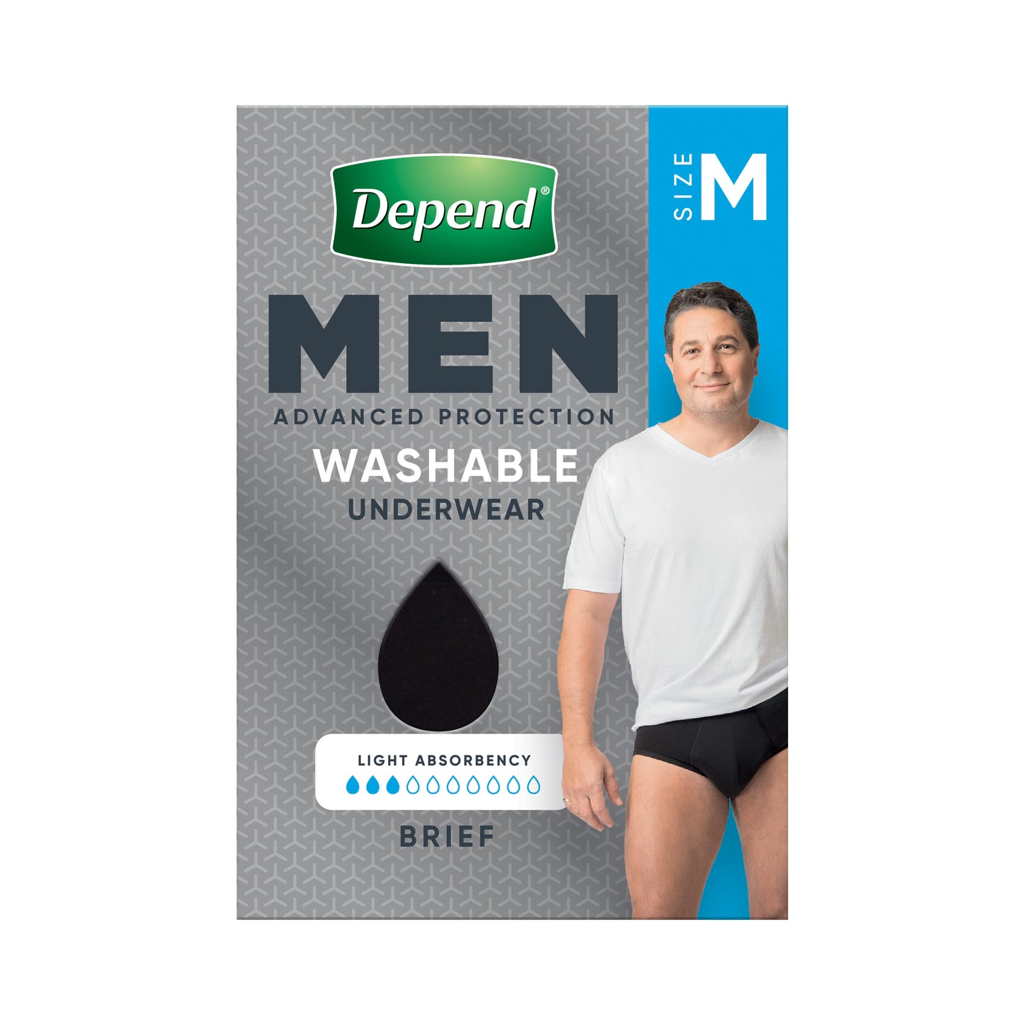 Depend Black Mens Brief Medium