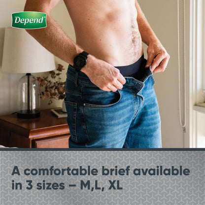 Depend Black Mens Brief Medium