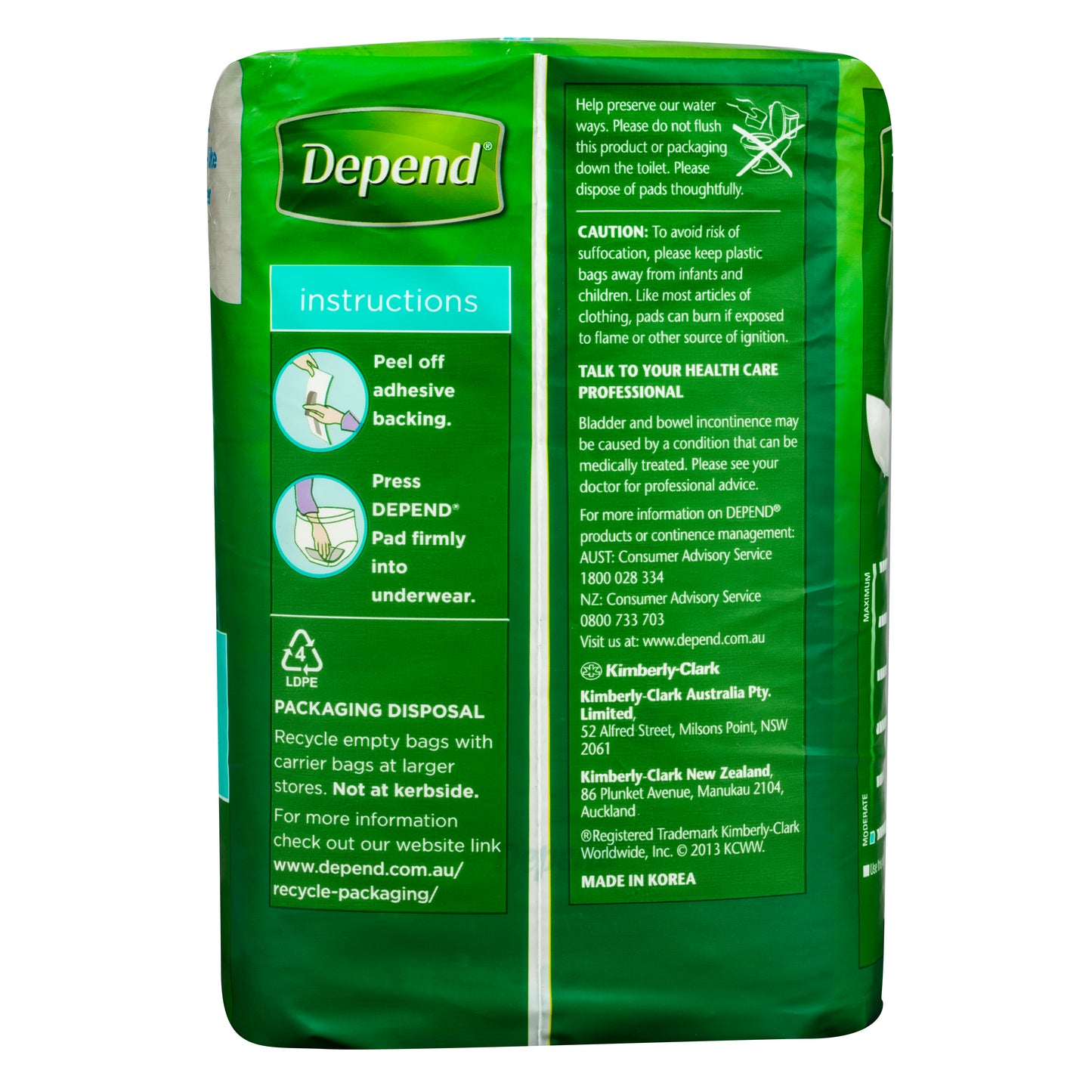 Depend Unisex Anatomically Shaped Pads