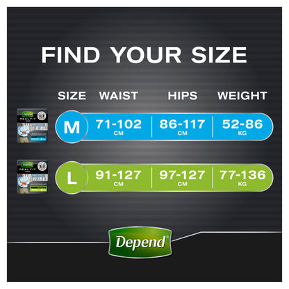 Depend Real Fit Mens Underwear Large