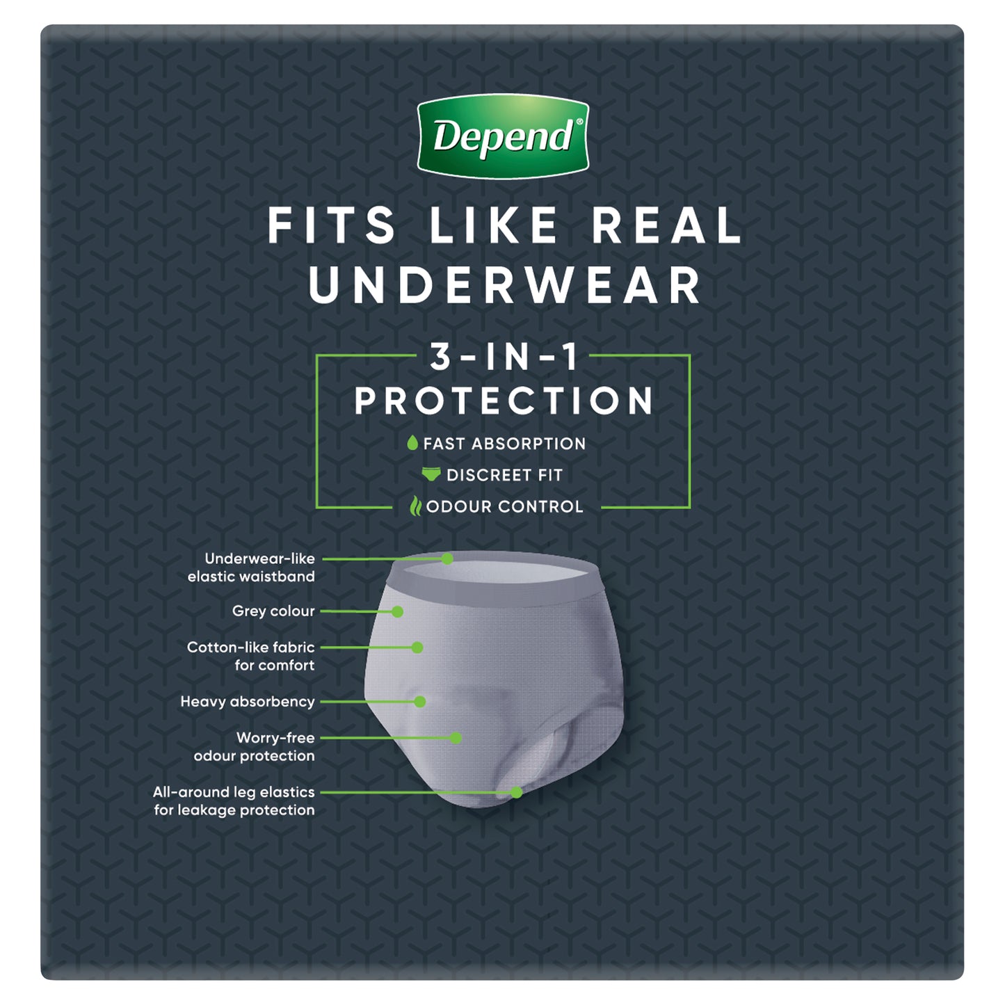 Depend Real Fit Mens Underwear Large