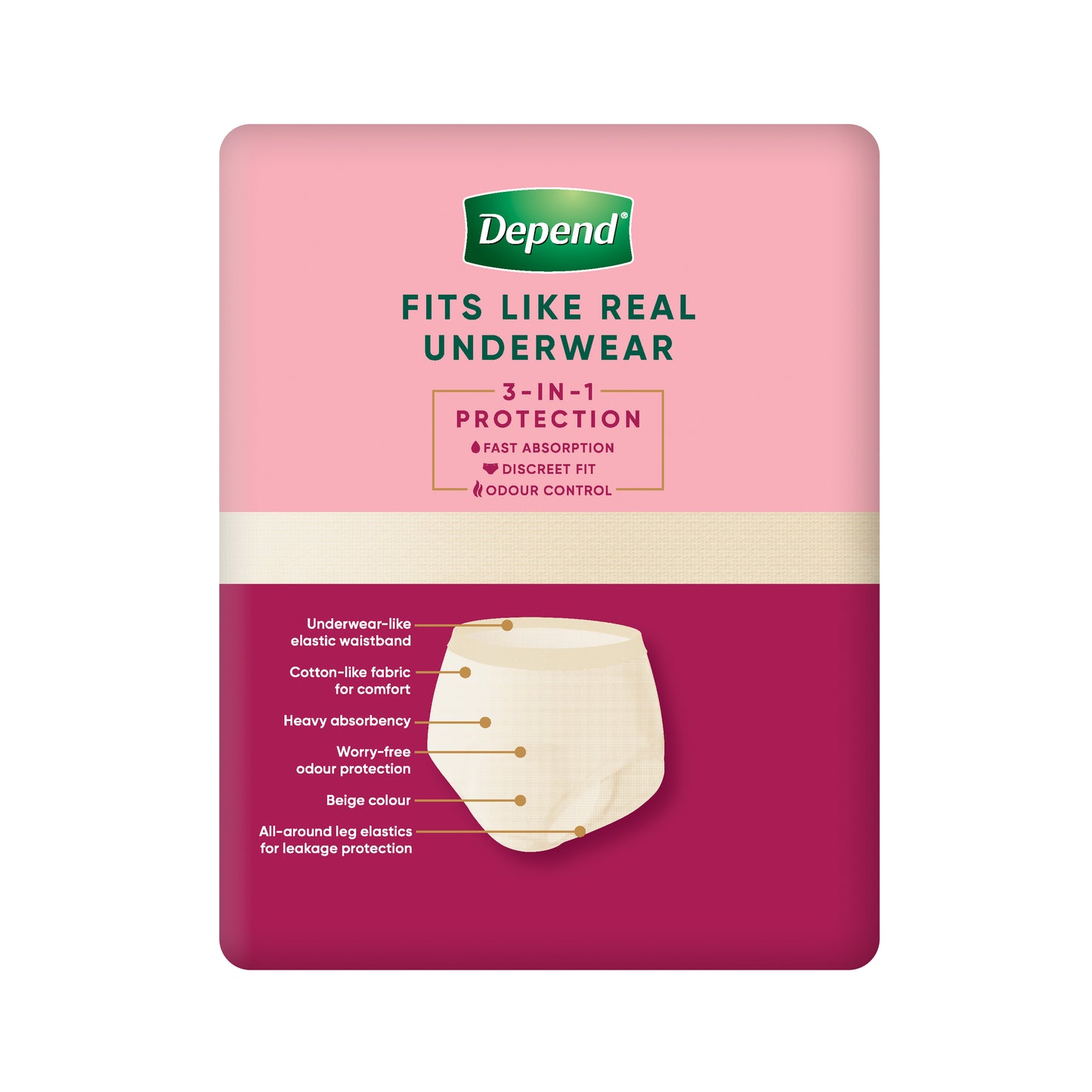 Depend Real Fit Regular Large