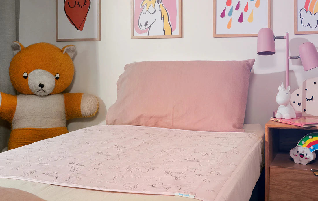 Brollysheets Bed Pad Single Single Unicorn Dusty Rose