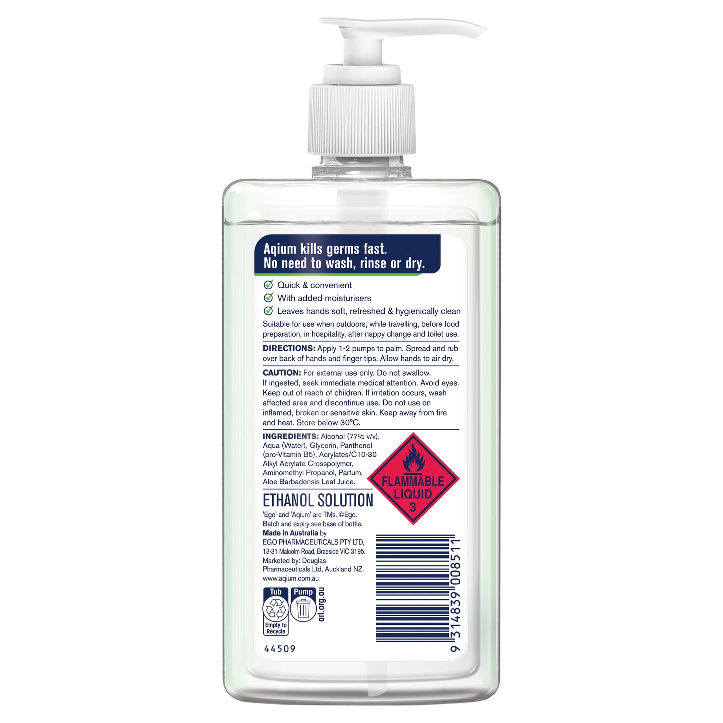 Aqium Hand Sanitiser Aloe 375ml