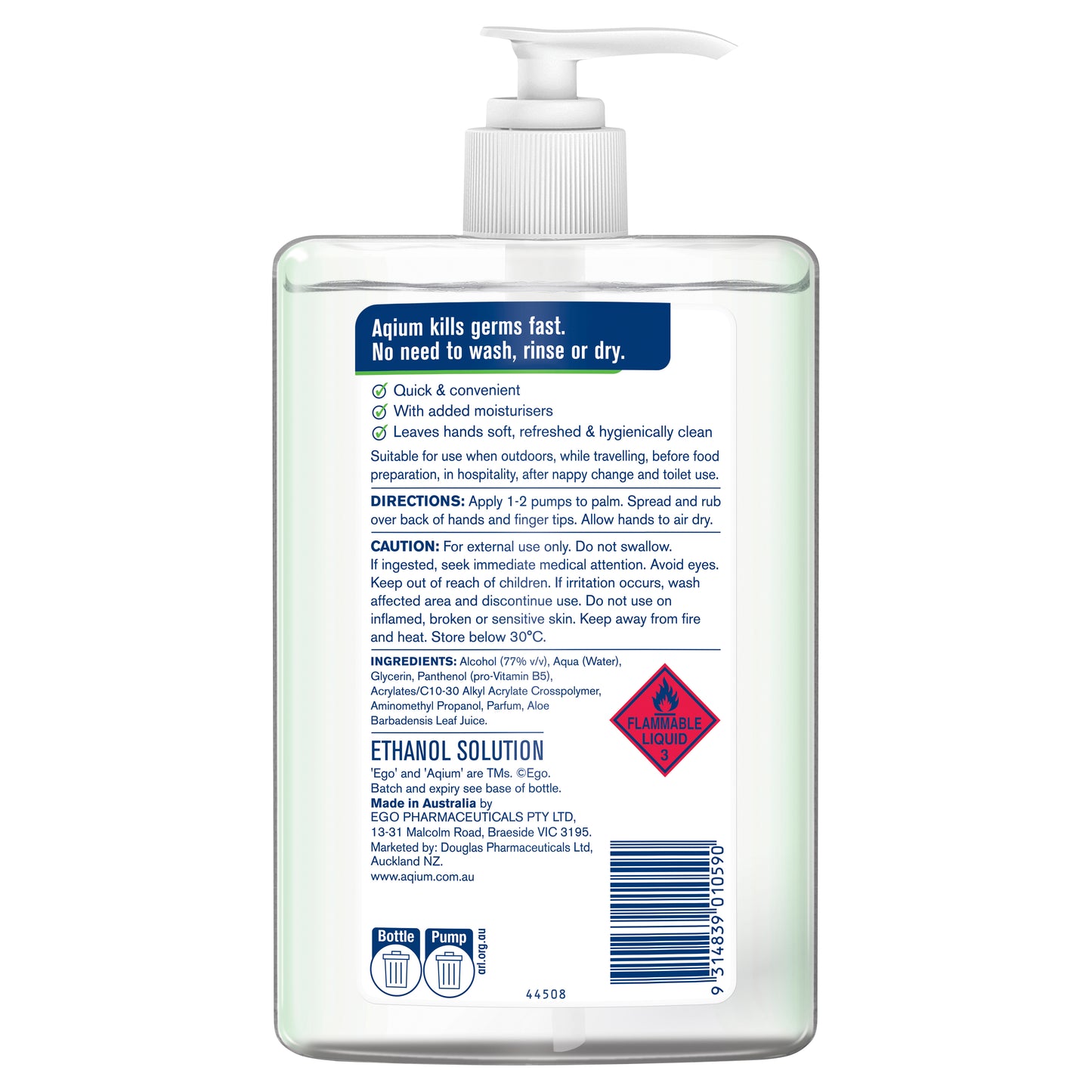 Aqium Hand Sanitiser Aloe 1lt