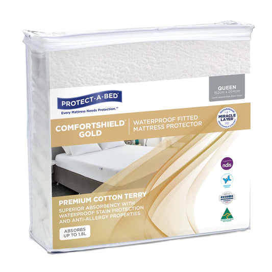 Protect a Bed Comfortshield Deluxe Cotton Terry Fitted Waterproof Mattress Protectors Double (607072)